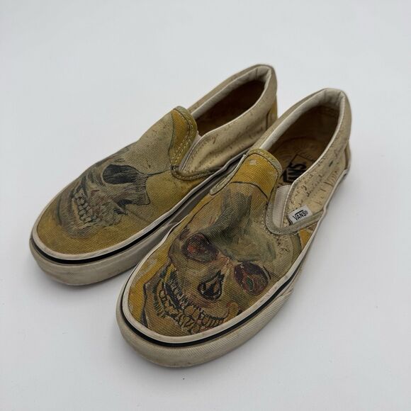 VANS X Vincent Van Gogh Museum Amsterdam Slip-On Skull Shoes M4.5 W6 Gothic Rare - Picture 1 of 8